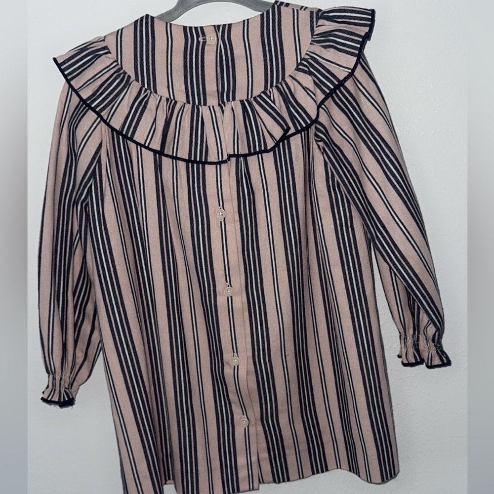 Striped Ruffle Collar Blouse